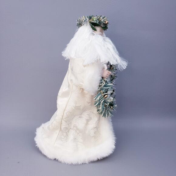 Vintage Midwest Importers Santa Tree Topper Light Up Wreath Christmas Decor 12" - Picture 5 of 15